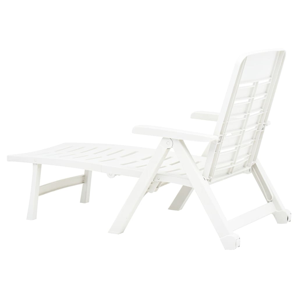 Sunlounger | White | Plastic | Standard | Foldable | Folding Sun Lounger