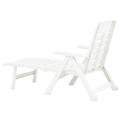 Sunlounger | White | Plastic | Standard | Foldable | Folding Sun Lounger