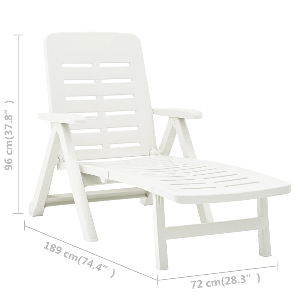 Sunlounger | White | Plastic | Standard | Foldable | Folding Sun Lounger