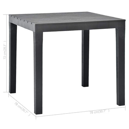 48784 vidaXL Garden Table Anthracite 78x78x72 cm Plastic