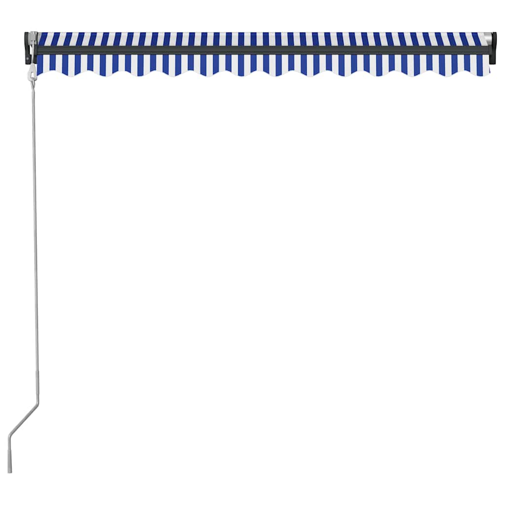 Manual Retractable Awning with LED 350x250 cm Blue and White