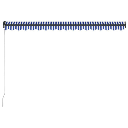 Manual Awning with Solar LED 4.5 x 3 m Blue and White Stripe