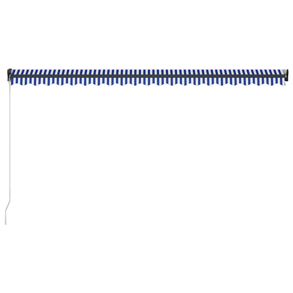Manual Awning with Solar LED 5 x 3 m Blue and White Stripe