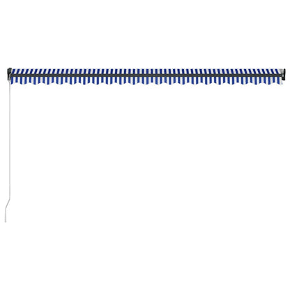 Manual Awning with Solar LED 5 x 3 m Blue and White Stripe