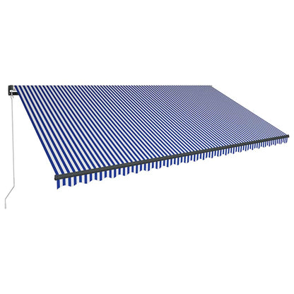 Manual Awning with Solar LED 6 x 3 m Blue and White Stripe