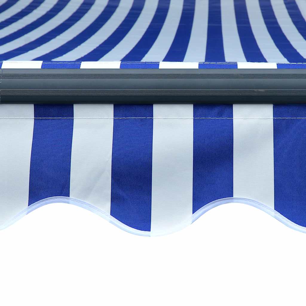 Manual Awning with Solar LED 6 x 3 m Blue and White Stripe