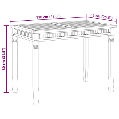 Garden Dining Table 120x65x80 cm Solid Teak Wood