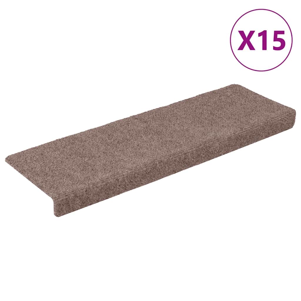 Stair Mats Self-adhesive 15 pcs 65x21x4 cm Light Brown Rectangular Edge