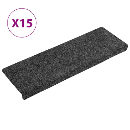 Stair Mats Self-adhesive 15 pcs 65x21x4 cm Dark Grey Rectangular Edge