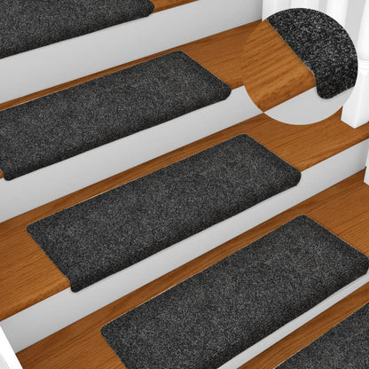 Stair Mats Self-adhesive 15 pcs 65x21x4 cm Dark Grey Rectangular Edge
