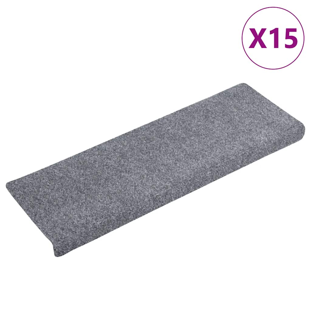 Stair Mats Self-adhesive 15 pcs 65x21x4 cm Light Grey Rectangular Edge
