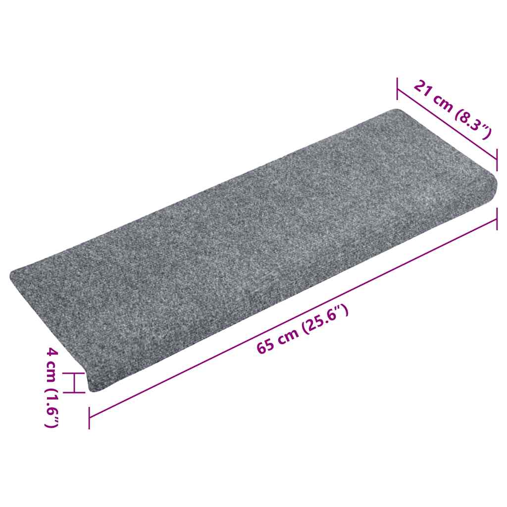 Stair Mats Self-adhesive 15 pcs 65x21x4 cm Light Grey Rectangular Edge