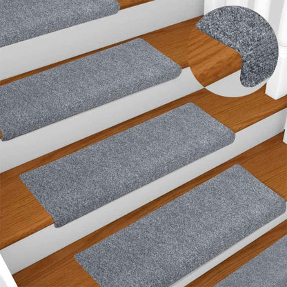 Stair Mats Self-adhesive 15 pcs 65x21x4 cm Light Grey Rectangular Edge