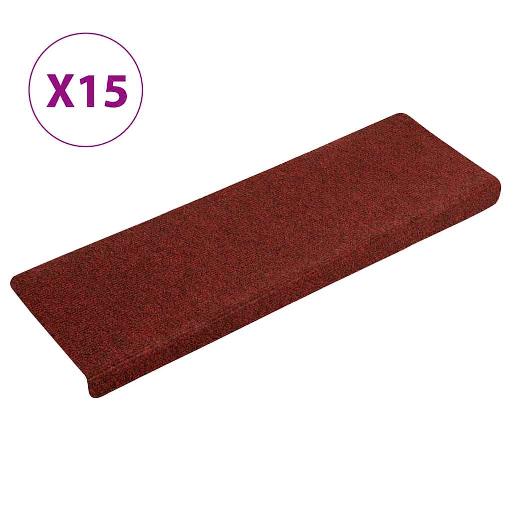 Stair Mats Self-adhesive 15 pcs 65x21x4 cm Bordeaux Red Rectangular Edge