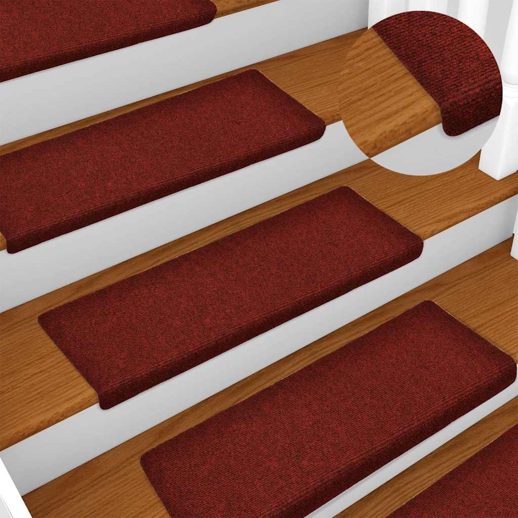 Stair Mats Self-adhesive 15 pcs 65x21x4 cm Bordeaux Red Rectangular Edge