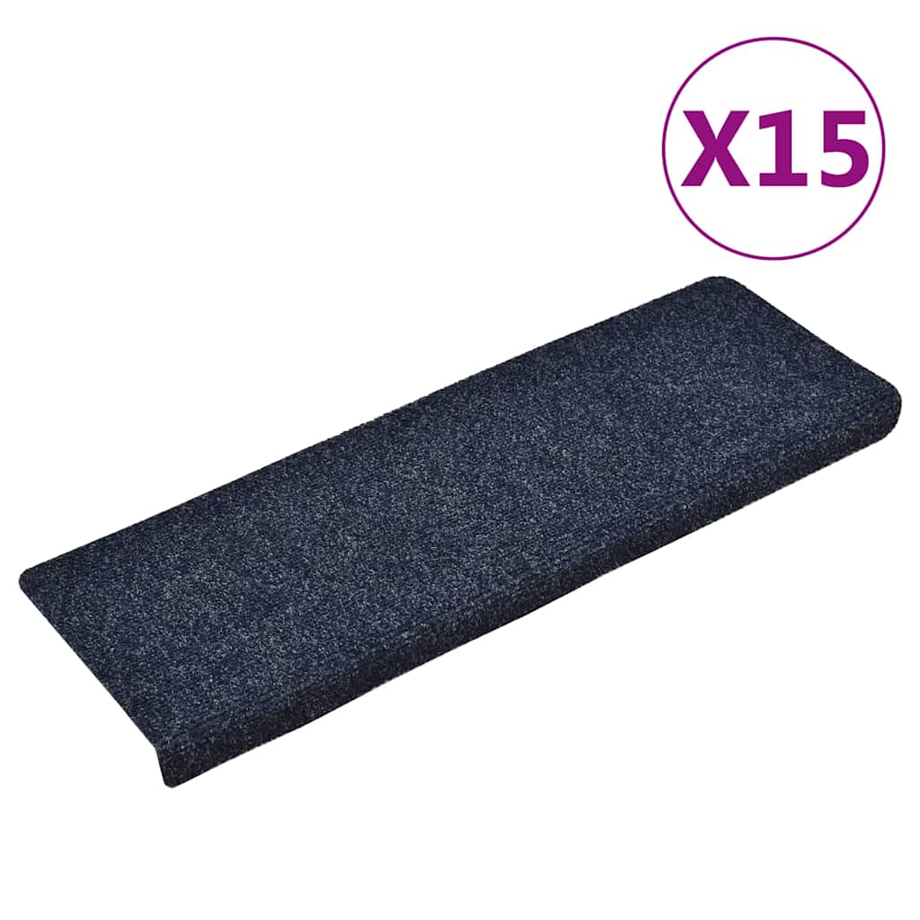 Stair Mats Self-adhesive 15 pcs 65x21x4 cm Blue Rectangular Edge