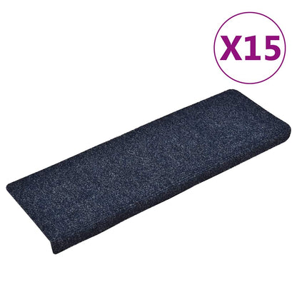 Stair Mats Self-adhesive 15 pcs 65x21x4 cm Blue Rectangular Edge