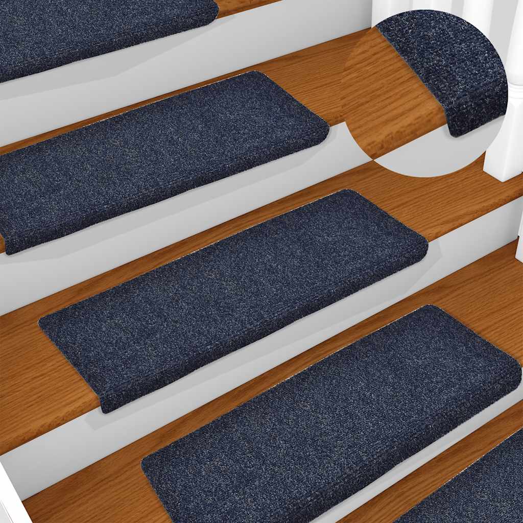 Stair Mats Self-adhesive 15 pcs 65x21x4 cm Blue Rectangular Edge