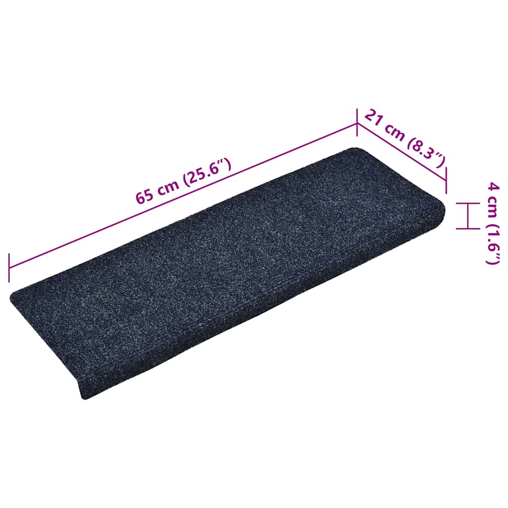 Stair Mats Self-adhesive 15 pcs 65x21x4 cm Blue Rectangular Edge