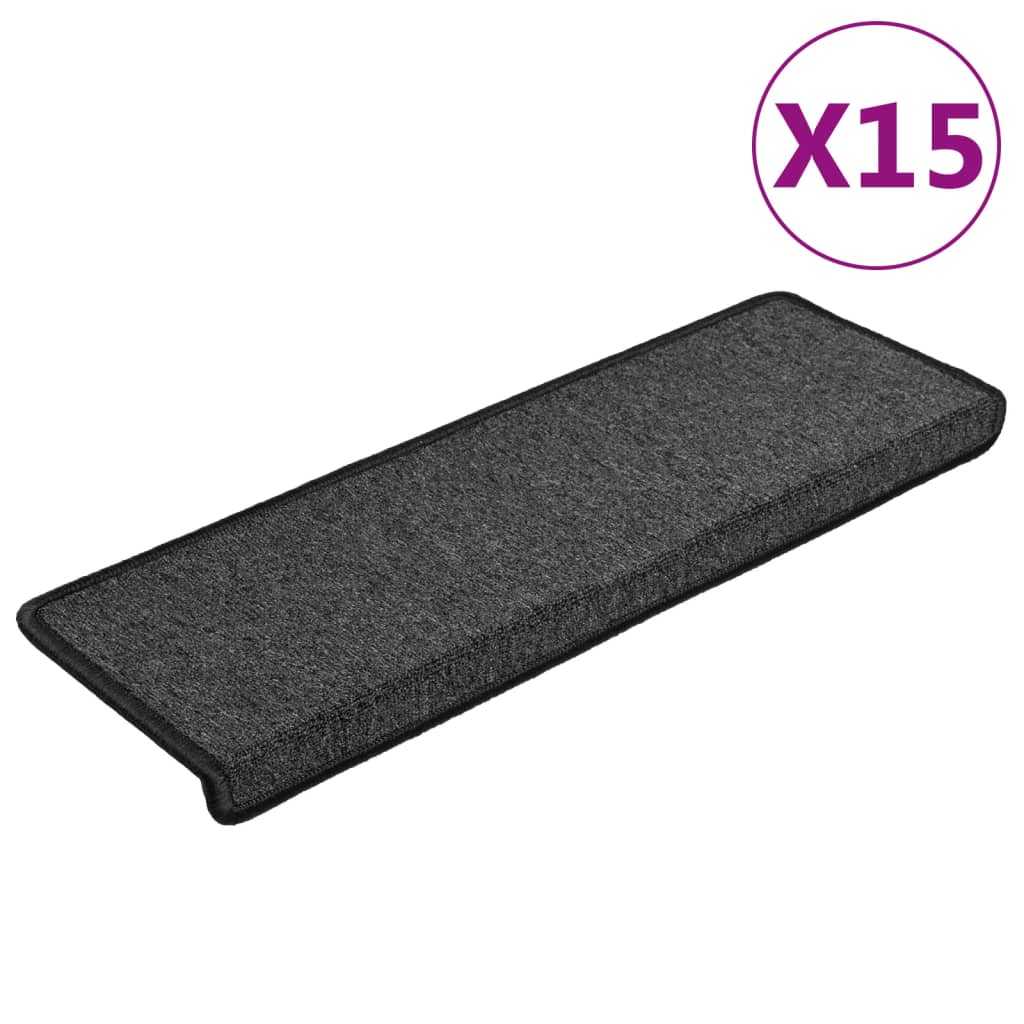 Stair Mats 15 pcs 65x21x4 cm Anthracite Rectangular Edge