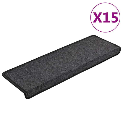 Stair Mats 15 pcs 65x21x4 cm Anthracite Rectangular Edge
