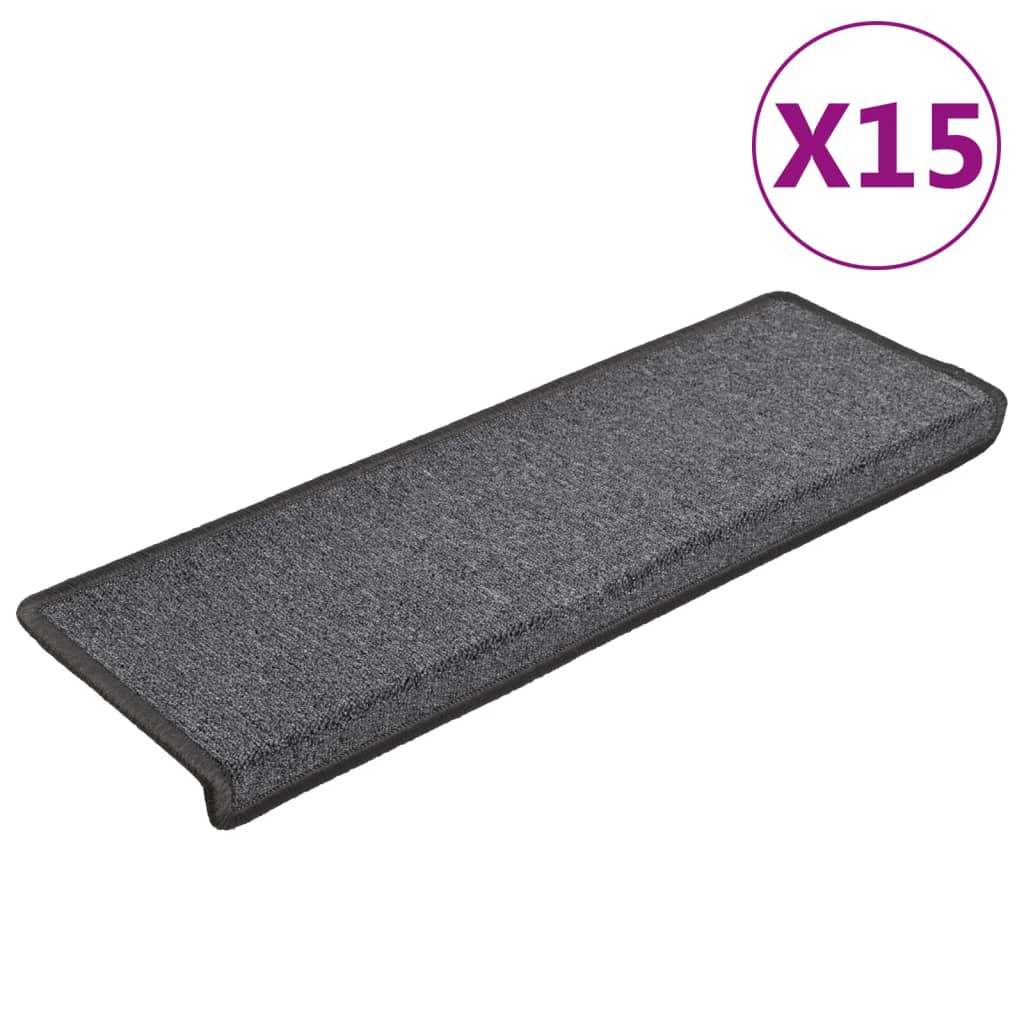 Stair Mats 15 pcs 65x21x4 cm Dark Grey Rectangular Edge