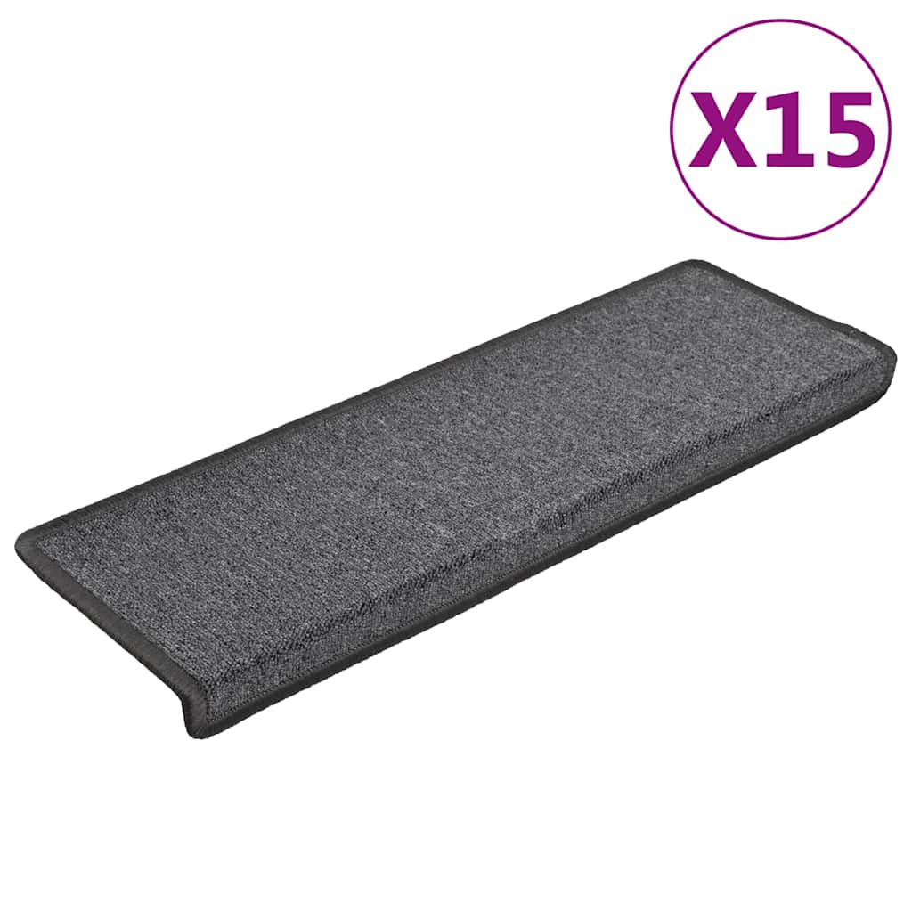 Stair Mats 15 pcs 65x21x4 cm Dark Grey Rectangular Edge
