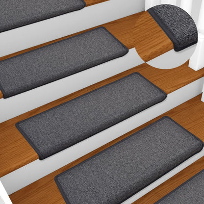 Stair Mats 15 pcs 65x21x4 cm Dark Grey Rectangular Edge