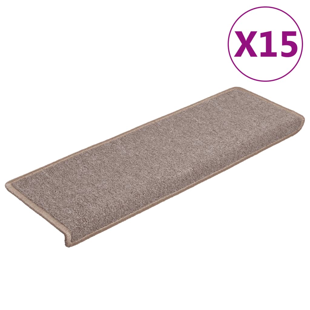 Stair Mats 15 pcs 65x21x4 cm Light Brown Rectangular Edge
