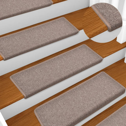 Stair Mats 15 pcs 65x21x4 cm Light Brown Rectangular Edge