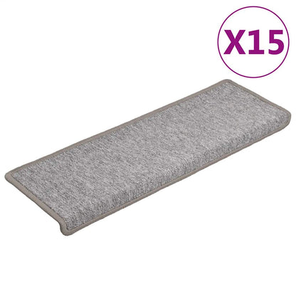 Stair Mats 15 pcs 65x21x4 cm Light Grey Rectangular Edge