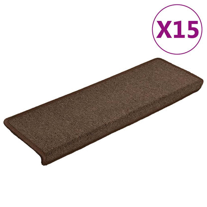 Stair Mats 15 pcs 65x21x4 cm Brown Rectangular Edge