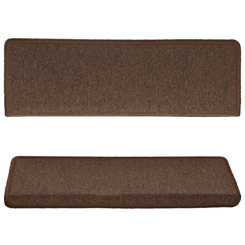 Stair Mats 15 pcs 65x21x4 cm Brown Rectangular Edge