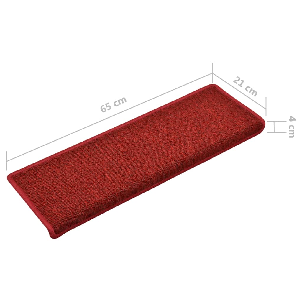 Carpet Stair Tread | Set of 15 | Red | 100% Polypropylene | Standard