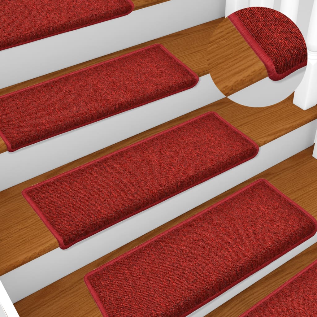 Carpet Stair Tread | Set of 15 | Red | 100% Polypropylene | Standard