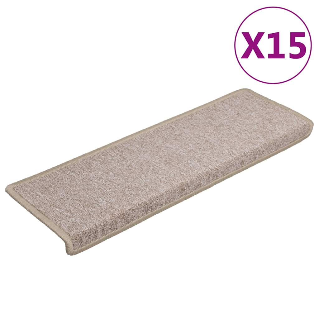 Stair Mats 15 pcs 65x21x4 cm Taupe Rectangular Edge