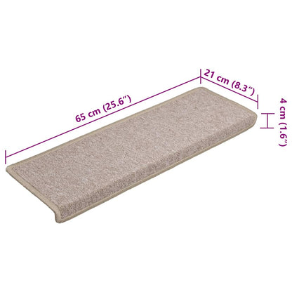 Stair Mats 15 pcs 65x21x4 cm Taupe Rectangular Edge