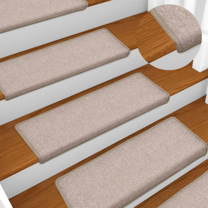 Stair Mats 15 pcs 65x21x4 cm Taupe Rectangular Edge