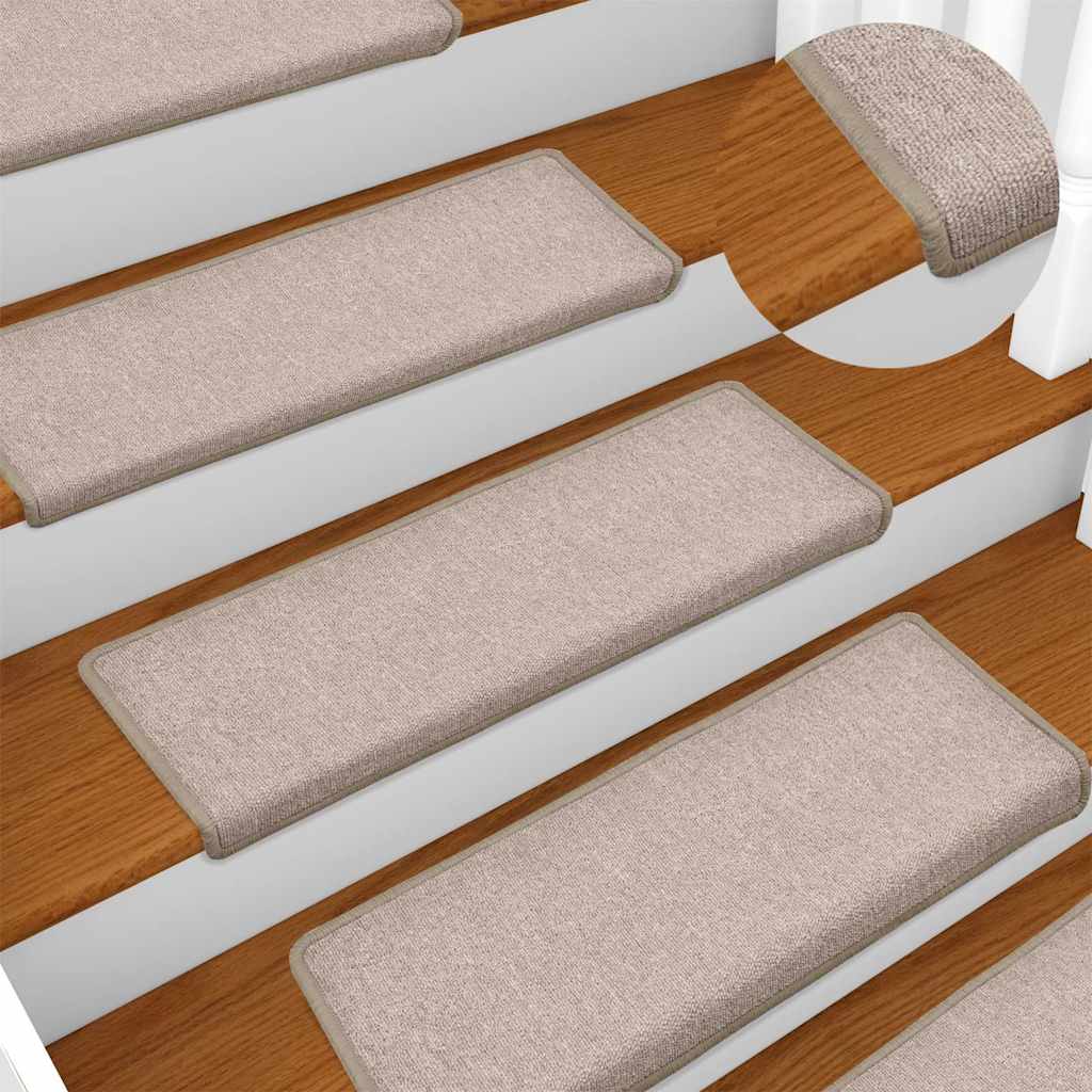 Stair Mats 15 pcs 65x21x4 cm Taupe Rectangular Edge