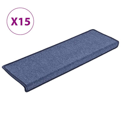Stair Mats 15 pcs 65x21x4 cm Blue Rectangular Edge