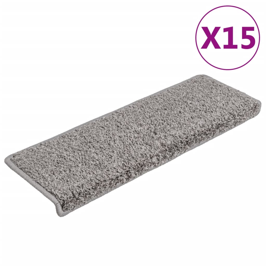 Stair Mats 15 pcs 65x21x4 cm Grey Rectangular Edge