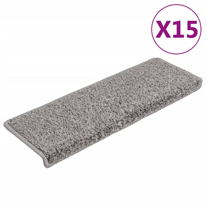 Stair Mats 15 pcs 65x21x4 cm Grey Rectangular Edge