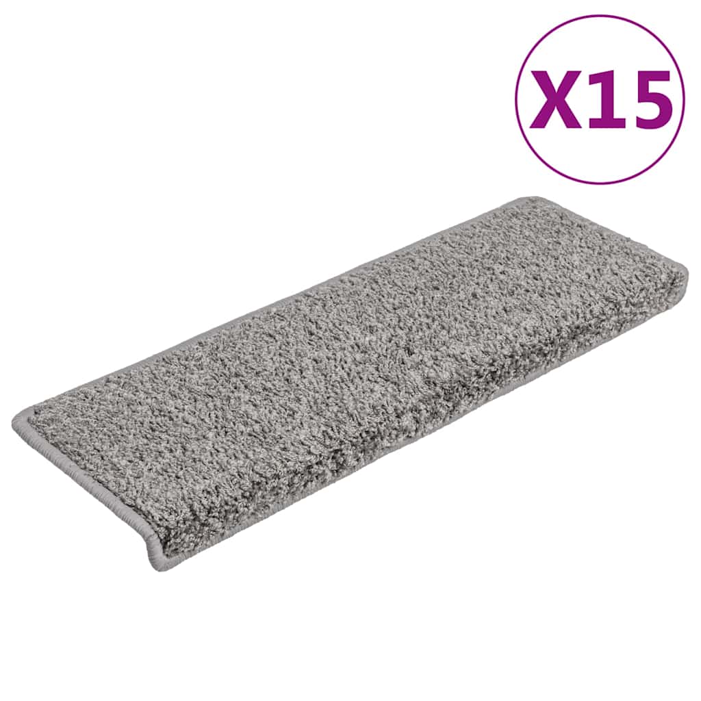 Stair Mats 15 pcs 65x21x4 cm Grey Rectangular Edge