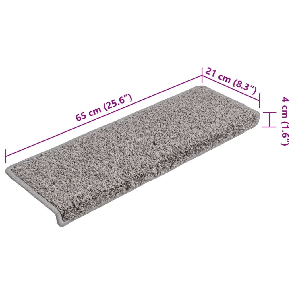 Stair Mats 15 pcs 65x21x4 cm Grey Rectangular Edge