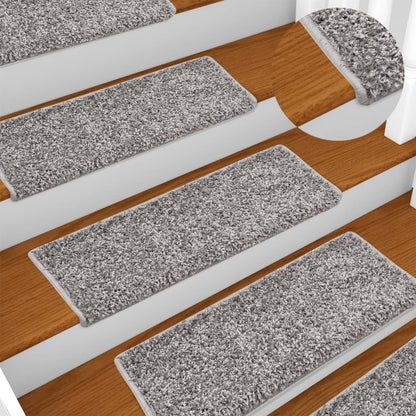 Stair Mats 15 pcs 65x21x4 cm Grey Rectangular Edge