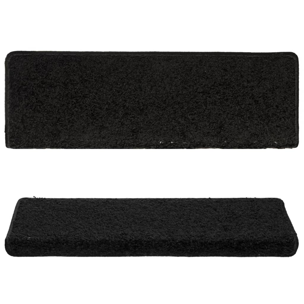 Stair Mats 15 pcs 65x21x4 cm Black Rectangular Edge