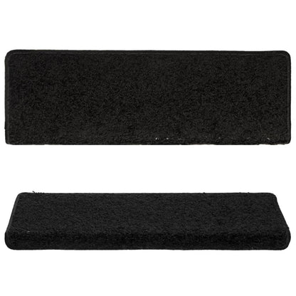Stair Mats 15 pcs 65x21x4 cm Black Rectangular Edge