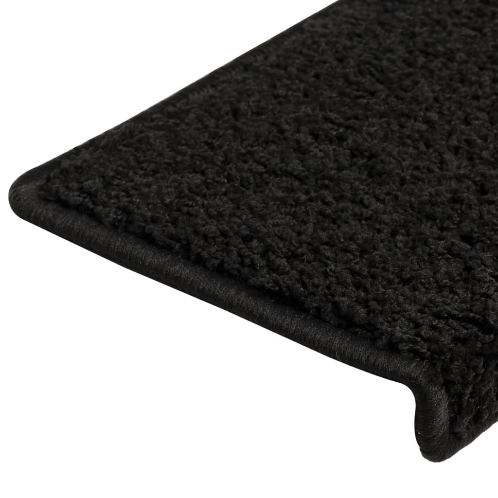 Stair Mats 15 pcs 65x21x4 cm Black Rectangular Edge