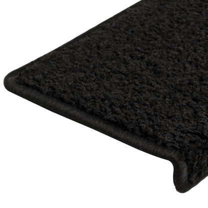 Stair Mats 15 pcs 65x21x4 cm Black Rectangular Edge