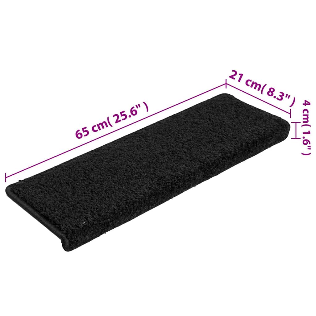 Stair Mats 15 pcs 65x21x4 cm Black Rectangular Edge
